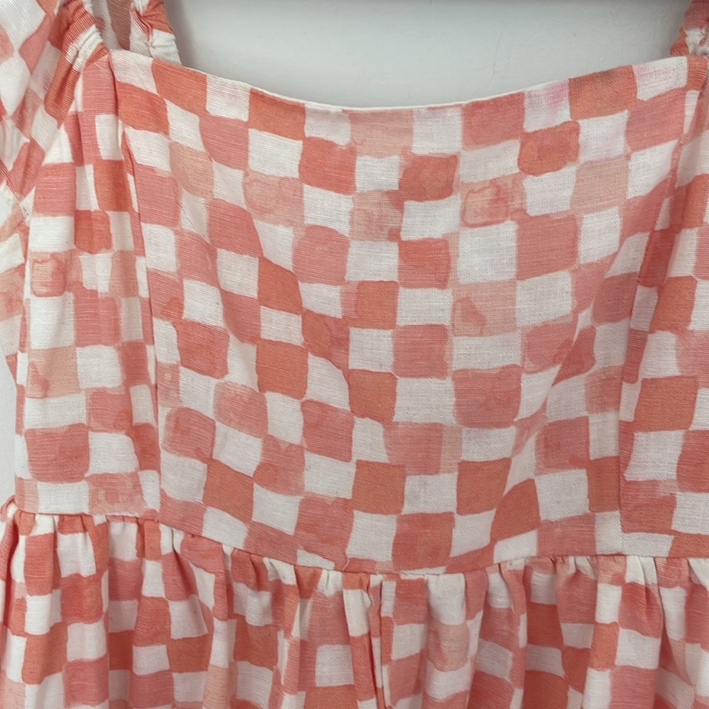 American Eagle Outfitters Checkered Flutter Sleeve Babydoll Romper - Size XS - Picture 2 of 5